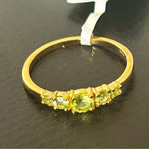 Natural Peridot 14K gold plated over sterling silver 925 size 9 ring